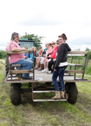 Hayrack wagon ride for bison photo shoot